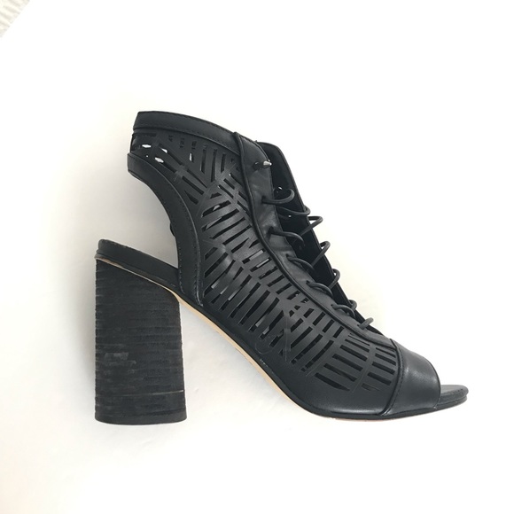 SAM EDELMAN | Lace-up Black Leather Heels (7.5) - Picture 1 of 7